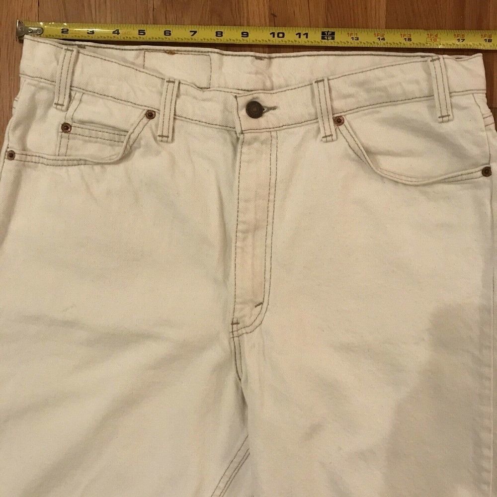 Vtg Levis 550 Men's 38 Orange Tab Denim White Jean Shorts Made In USA - Picture 3 of 5
